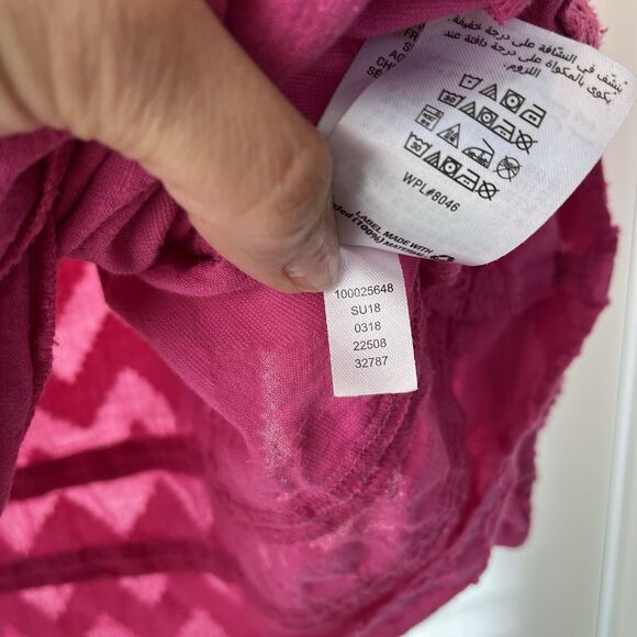 Trina Turk for INC Fuchsia Blouse Chevron pattern 100% cotton, size L, hot pink. - Picture 6 of 6